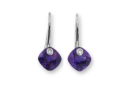 Rhodium Plated CZ Studded Gemstone Earring